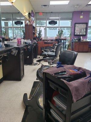 Inside the hair salon