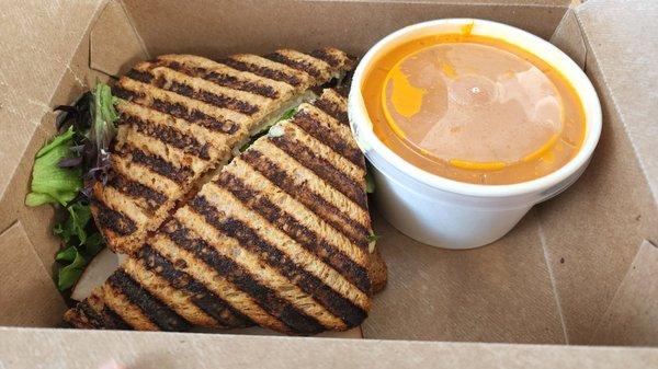 Soup (Tomato Basil) and turkey sandwich