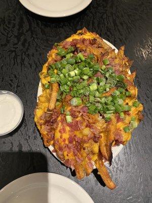 Loaded cheese fries no jalapeños