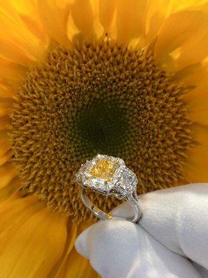 3.5 carat vivid fancy yellow diamond ring