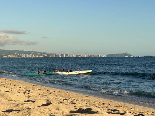 Downtown Honolulu, Waikiki, Diamond Head, canoe