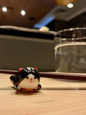 Tableware with cute details like this cat chopsticks rest