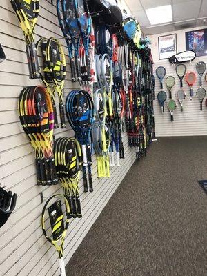 Wall of new racquet frames