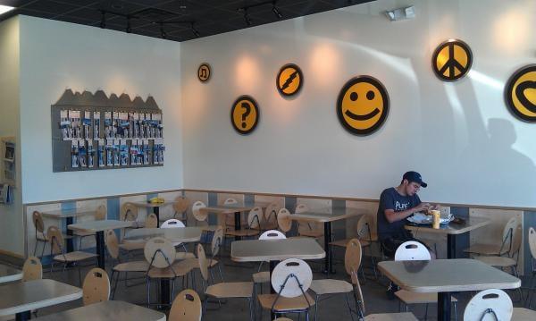 the hipster wall.  I want those yellow circle hangings...