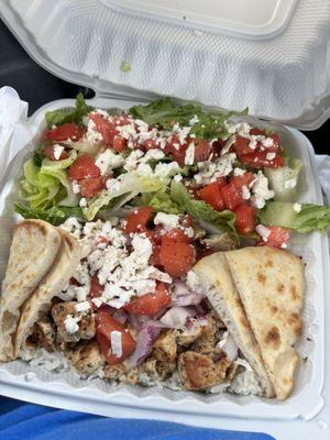 Grill chicken , salad rice and pita