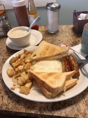 Order the 2 eggs breakfast with grits added. And coffee