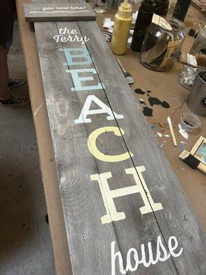 Patio beach house sign