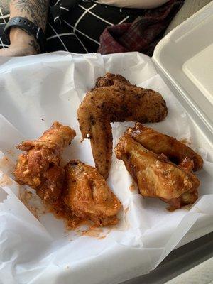 Hot and sweet BBQ party wings with a jumbo wing