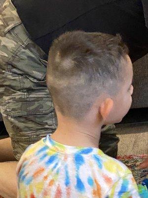 My son's haircut is horrible.