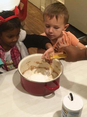 Cooking with friends.