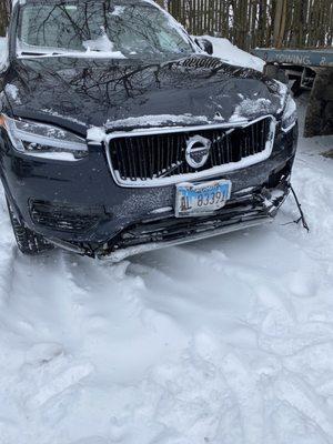 Car towed to shop