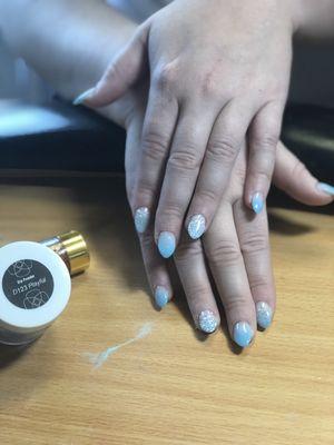 Baby Blue Ombré Nails using Dip Powder