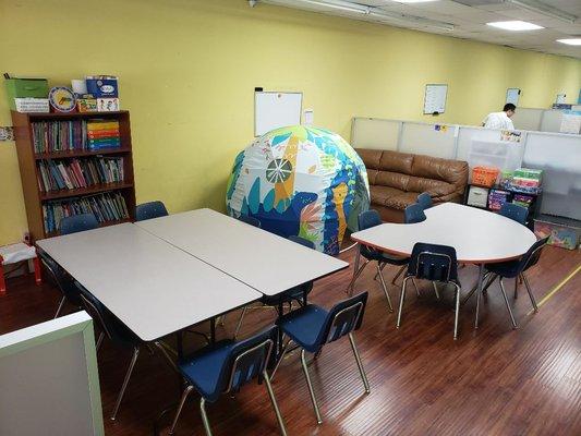 Children get to read in the DINO-dome!