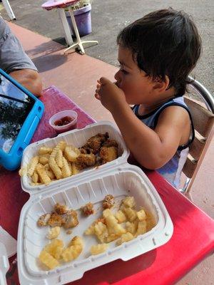 Chicken nuggets and fries.