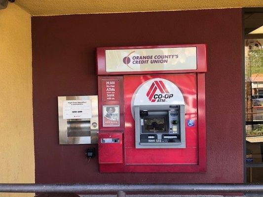 The outdoor ATM is accessible 24/7.