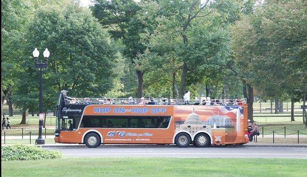 Hop-on Hop-off bus tour with our open top double decker bus.