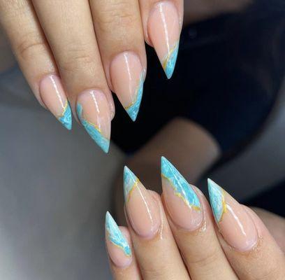 Sea-foam acrylic nails