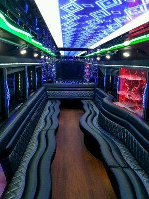 Interior of 1 of the amazing Limo Party Buses!