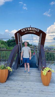 My son at the Skybridge gate