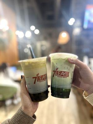 Half Thai Tea & Green Thai Tea (left), Green Thai Tea (right)