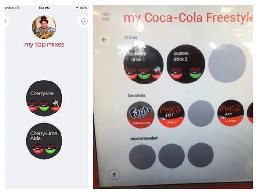 Setup your Coca Cola Freestyle mixes & favorites via the app, scan the QR code on the screen and bam, easy flavor combo's!