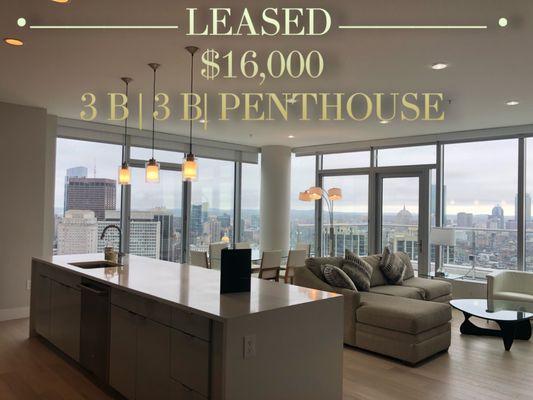 Leased an amazing 36th floor penthouse with panoramic view of Boston, Charlestown and the Waterfront! My clients were ecstatic!