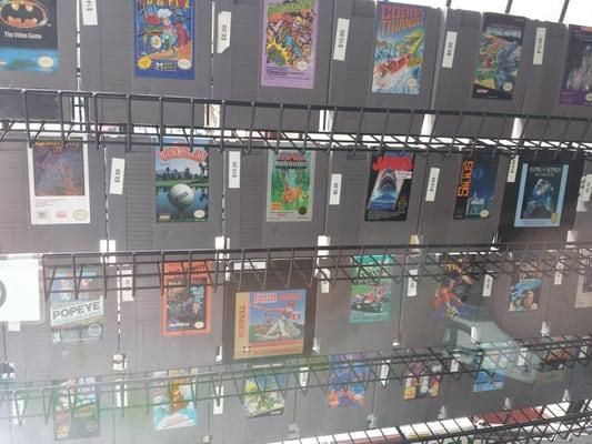 Wall of original Nintendo games