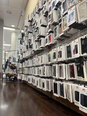 Wall full of Samsung cases