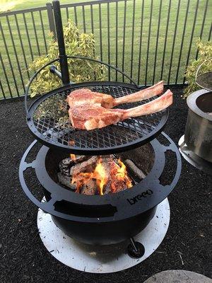 Prime Tomahawks on the Breeo firepit