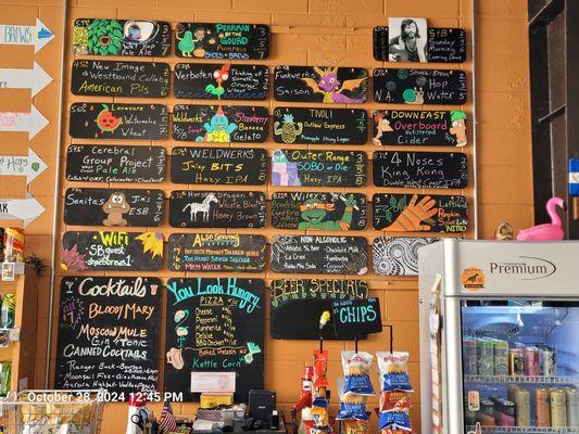 Beers. Top row is Roger's brews.