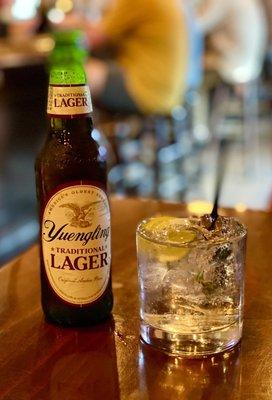 Cold Yuengling and a Gin & Tonic.