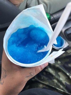 Blue coconut. Ice Too Hard not Really Soft shaved ice