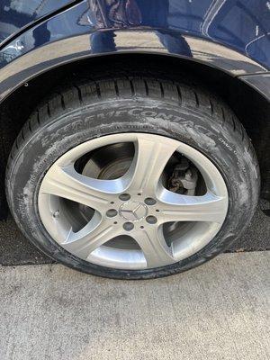 When the VT&A mechanic develops an attitude, he delivers your new tire in this condition.