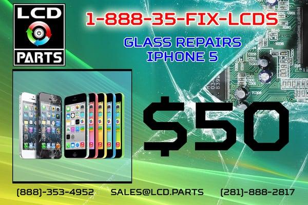 Full screen replacement here!! We do not do Glass only repairs for iphones. Cracked glass Cracked lcd same price