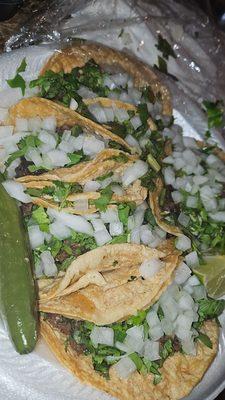 5 cabesa tacos with extra cilantro and extra onions.