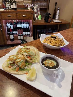 Fish Tacos and Calamari