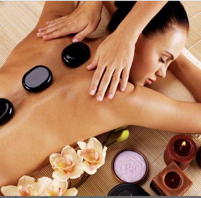 Hot stone and Swedish relaxation massage