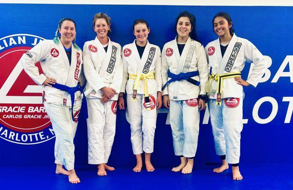 Join our inspiring women's jiu-jitsu community at Gracie Barra Charlotte! Train with us and achieve your goals together.