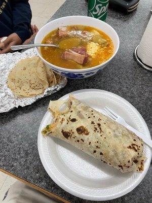 Caldo De Res and Burrito