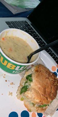 Broccoli Cheddar Soup and turkey sandwich