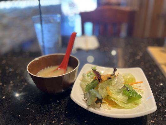 Miso soup and salad