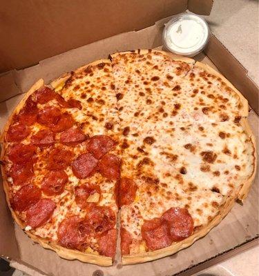 Large thin crust pizza