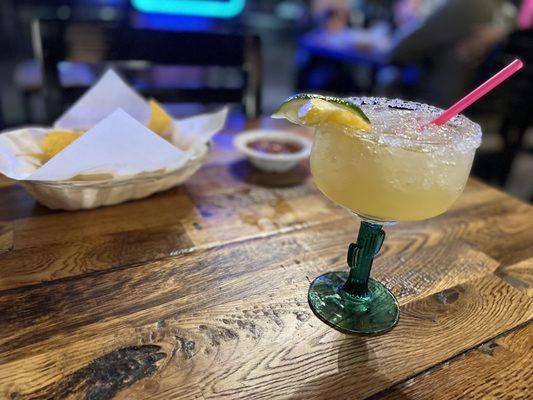 House Margarita with complimentary chips and salsa!