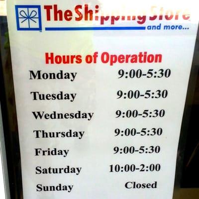 The Shipping Store Hours of Operation, Decatur, AL