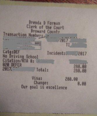 Court costs receipt.