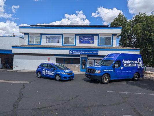 Our Vehicles in front of HQ