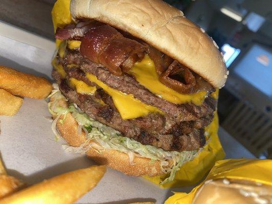 Triple bacon cheeseburger