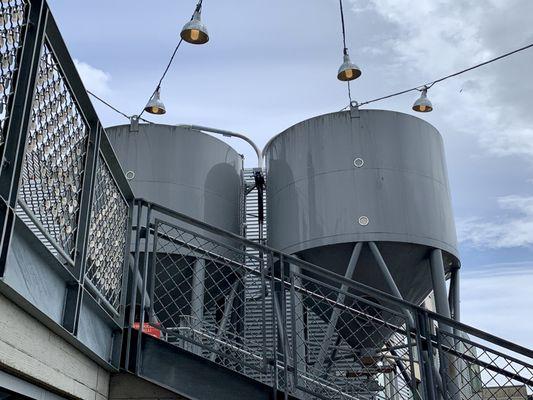 Looking up from outside dining