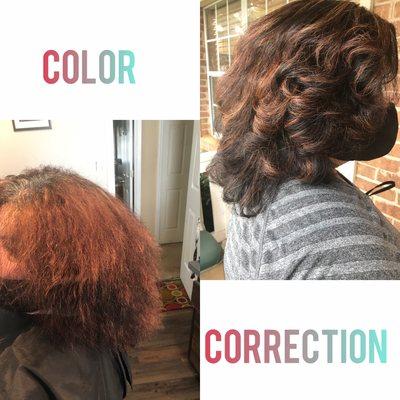 Corrective haircut and color