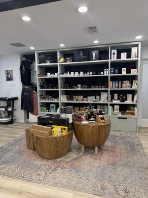 Serenity Sips retail space with wellness oriented options.